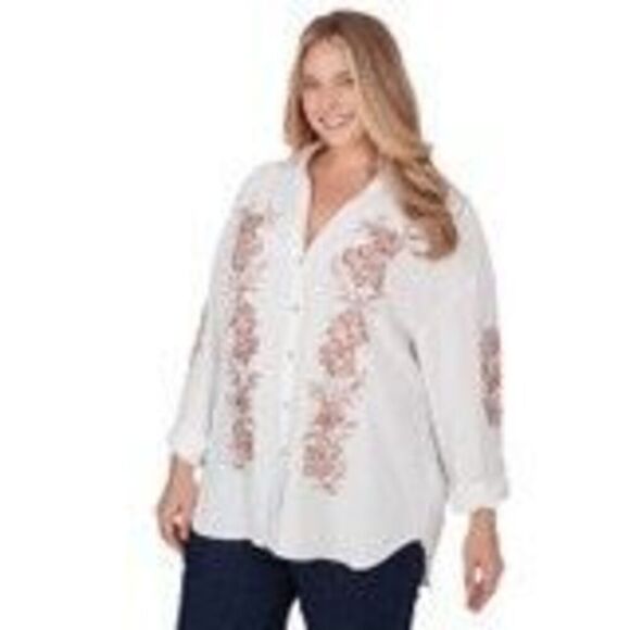 Ruby Rd. Tops - NWT Ruby Rd. Embroidered Boho Top size 1X